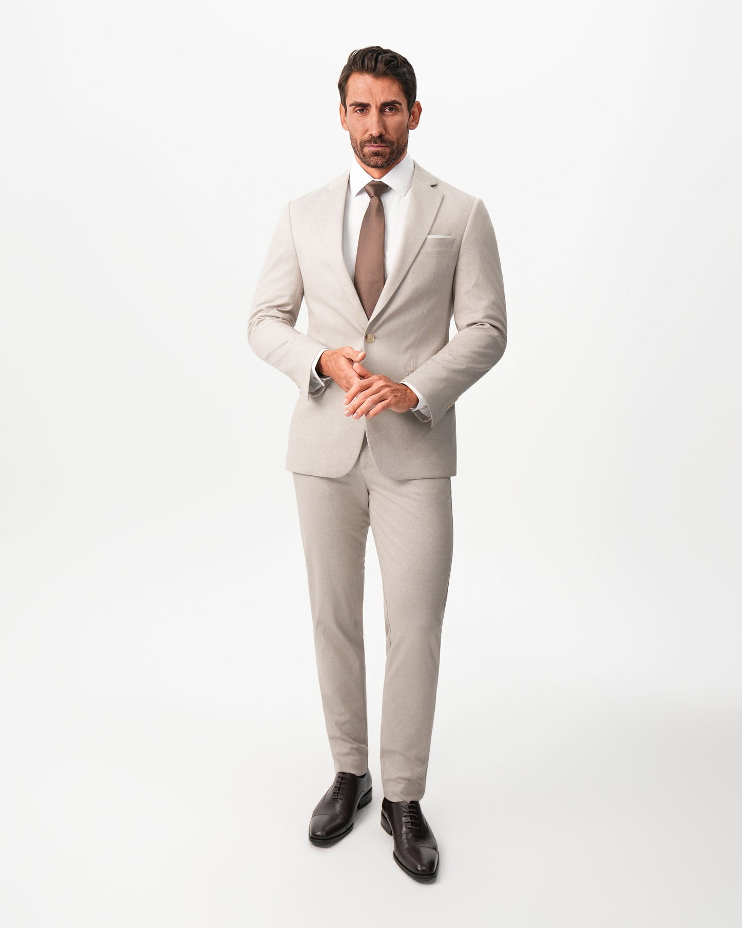 Athletic Fit Stretch Suit - Solid Tan