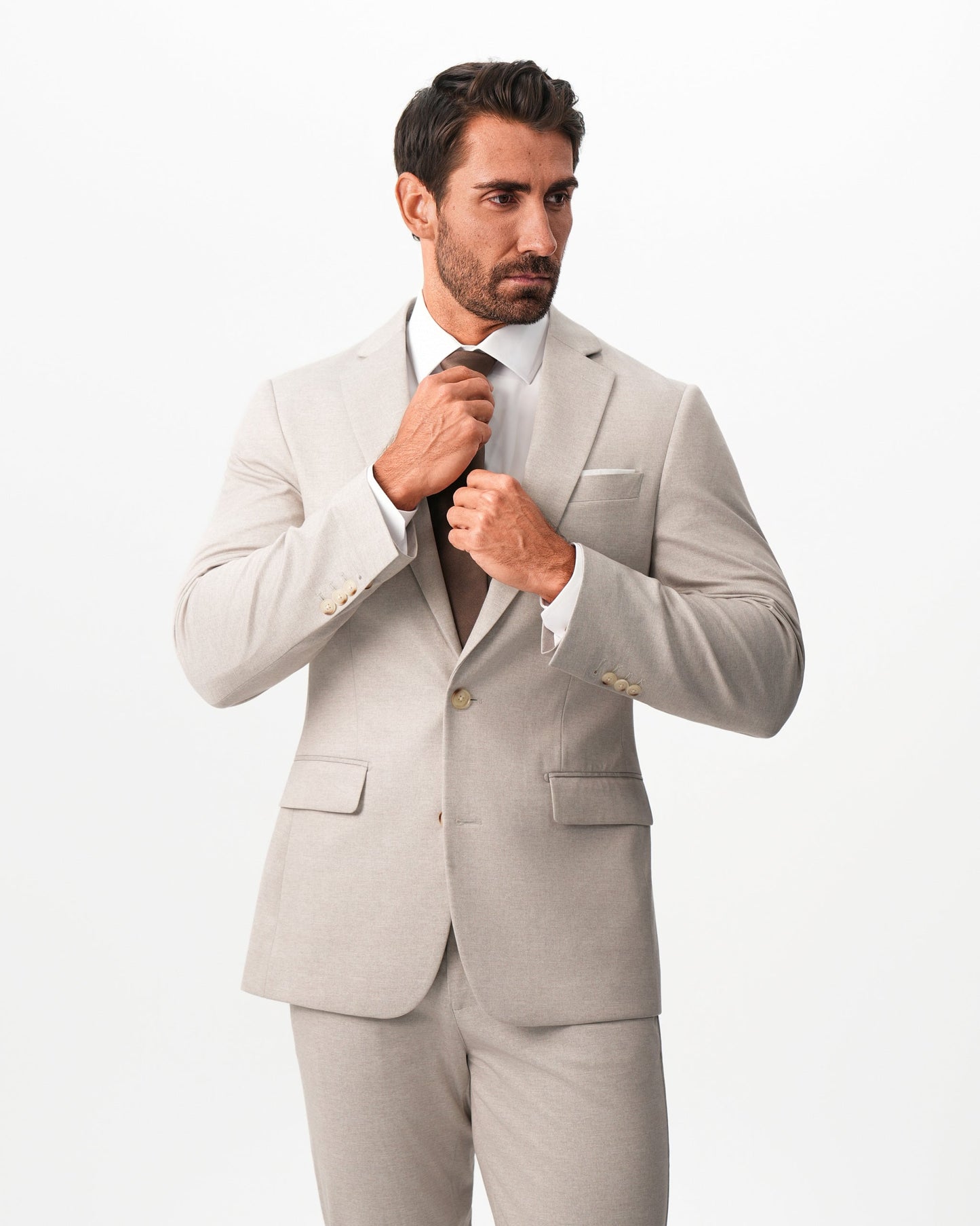 Athletic Fit Stretch Suit - Solid Tan