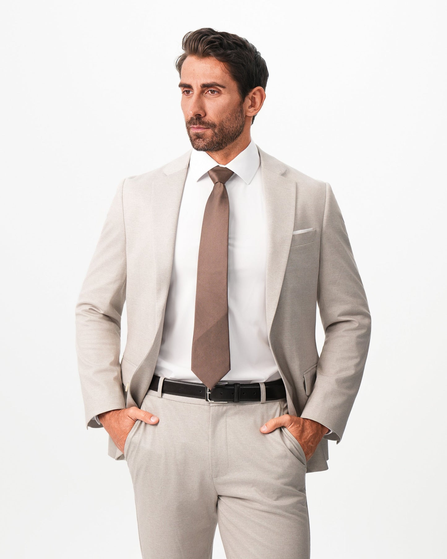 Athletic Fit Stretch Suit - Solid Tan