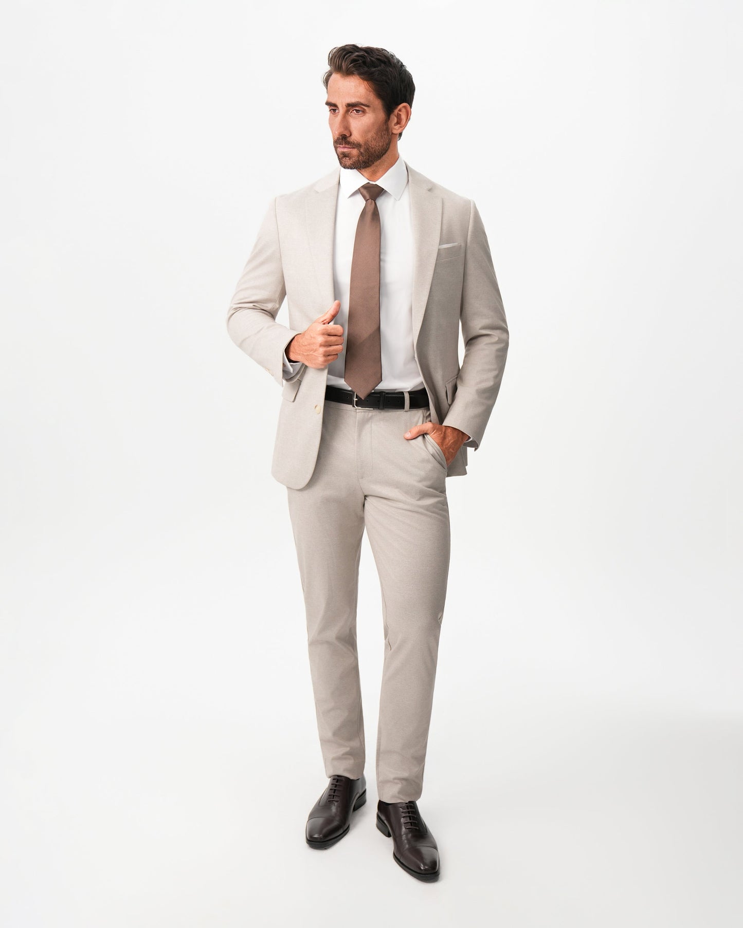 Athletic Fit Stretch Suit - Solid Tan