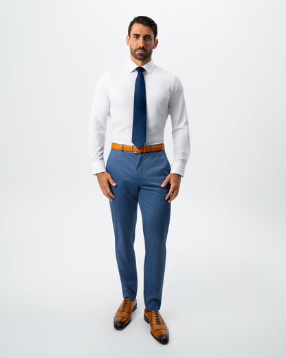Athletic Fit Stretch Suit - Steel Blue Houndstooth