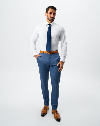 Athletic Fit Stretch Suit - Steel Blue Houndstooth