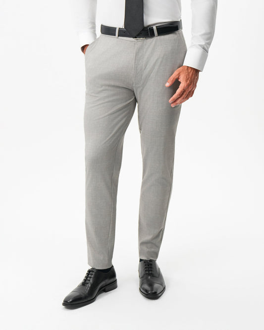 Athletic Fit Stretch Pants - Stone Crosshatch
