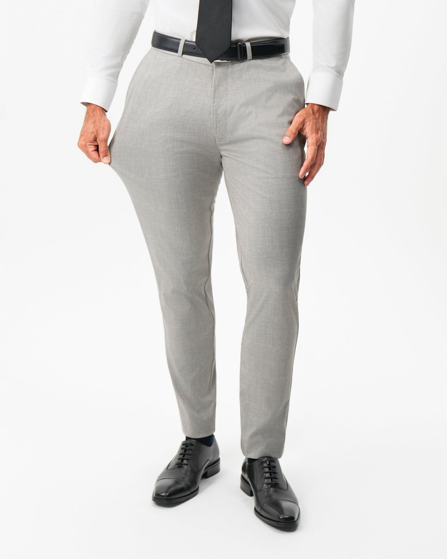 Athletic Fit Stretch Pants - Stone Crosshatch