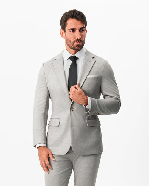 Athletic Fit Stretch Blazer - Unstructured Stone Crosshatch