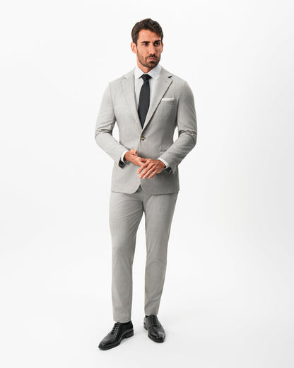 Athletic Fit Stretch Suit - Unstructured Stone Crosshatch