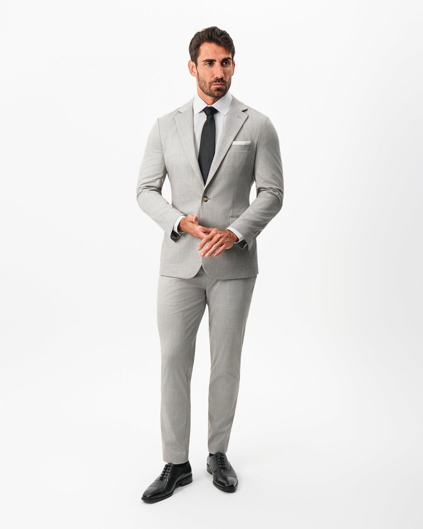 Athletic Fit Stretch Blazer - Unstructured Stone Crosshatch