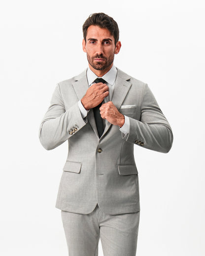 Athletic Fit Stretch Blazer - Unstructured Stone Crosshatch