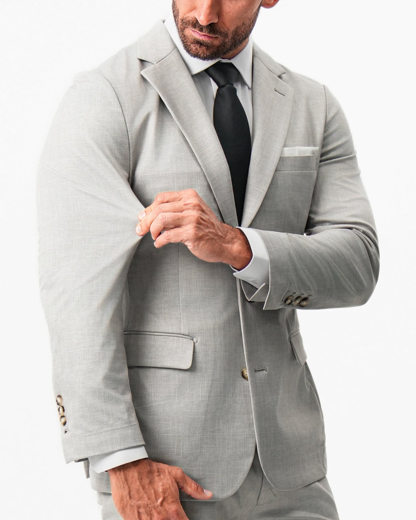 Athletic Fit Stretch Blazer - Unstructured Stone Crosshatch