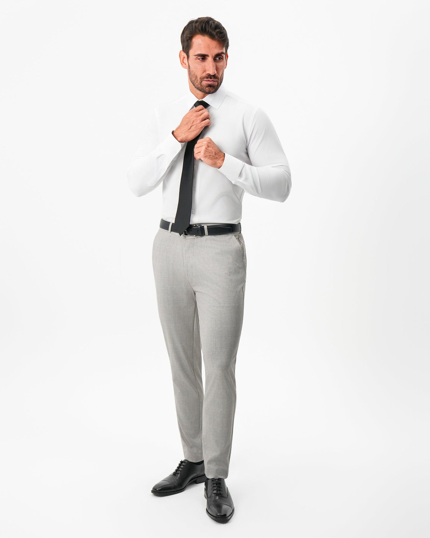 Athletic Fit Stretch Pants - Stone Crosshatch