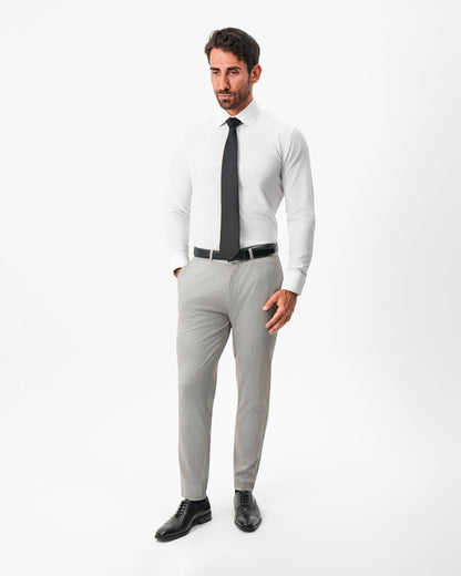 Athletic Fit Stretch Pants - Stone Crosshatch