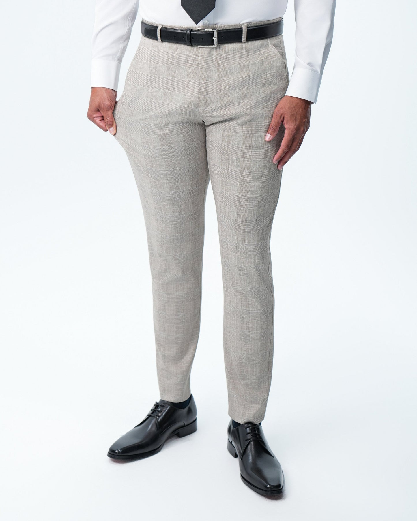 Athletic Fit Stretch Suit - Tan Plaid