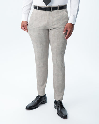 Athletic Fit Stretch Suit - Tan Plaid