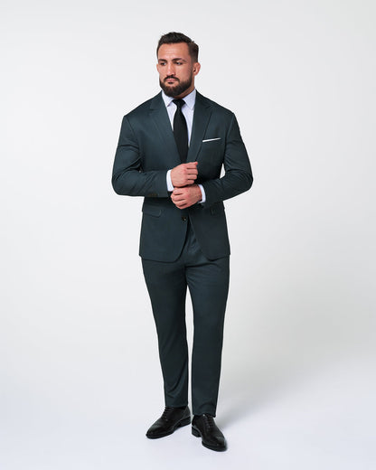Athletic Fit Stretch Suit - Navy and Light Blue Microcheck