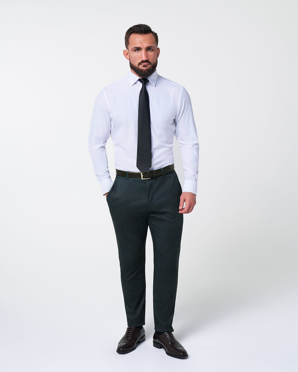 Athletic Fit Stretch Suit - Navy and Light Blue Microcheck
