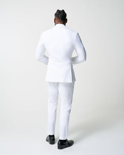 Athletic Fit Stretch Suit - Solid White