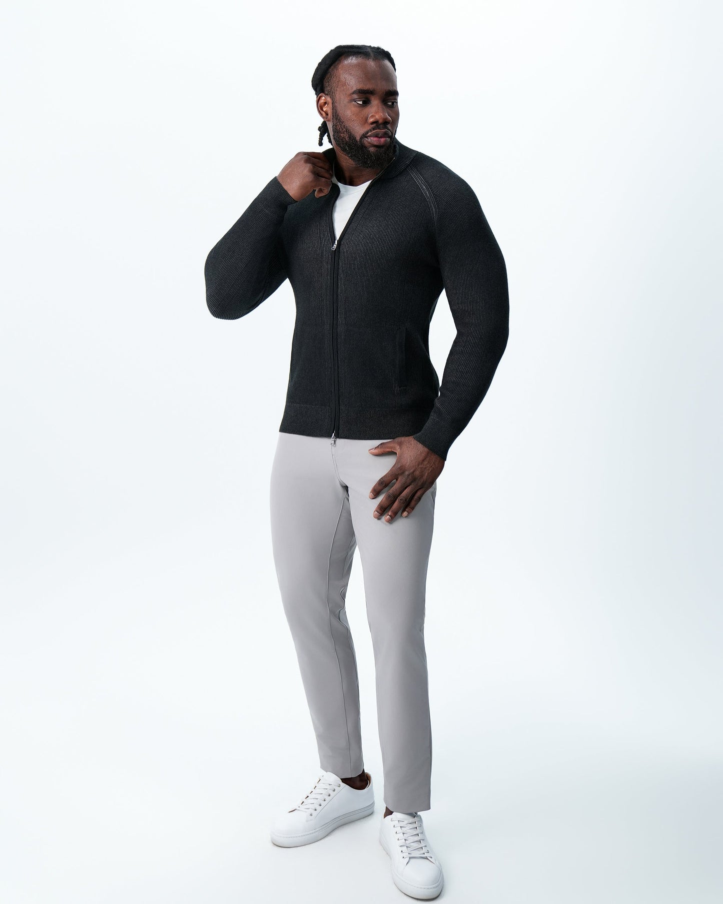 Mid-Weight Sweater Bomber - Black