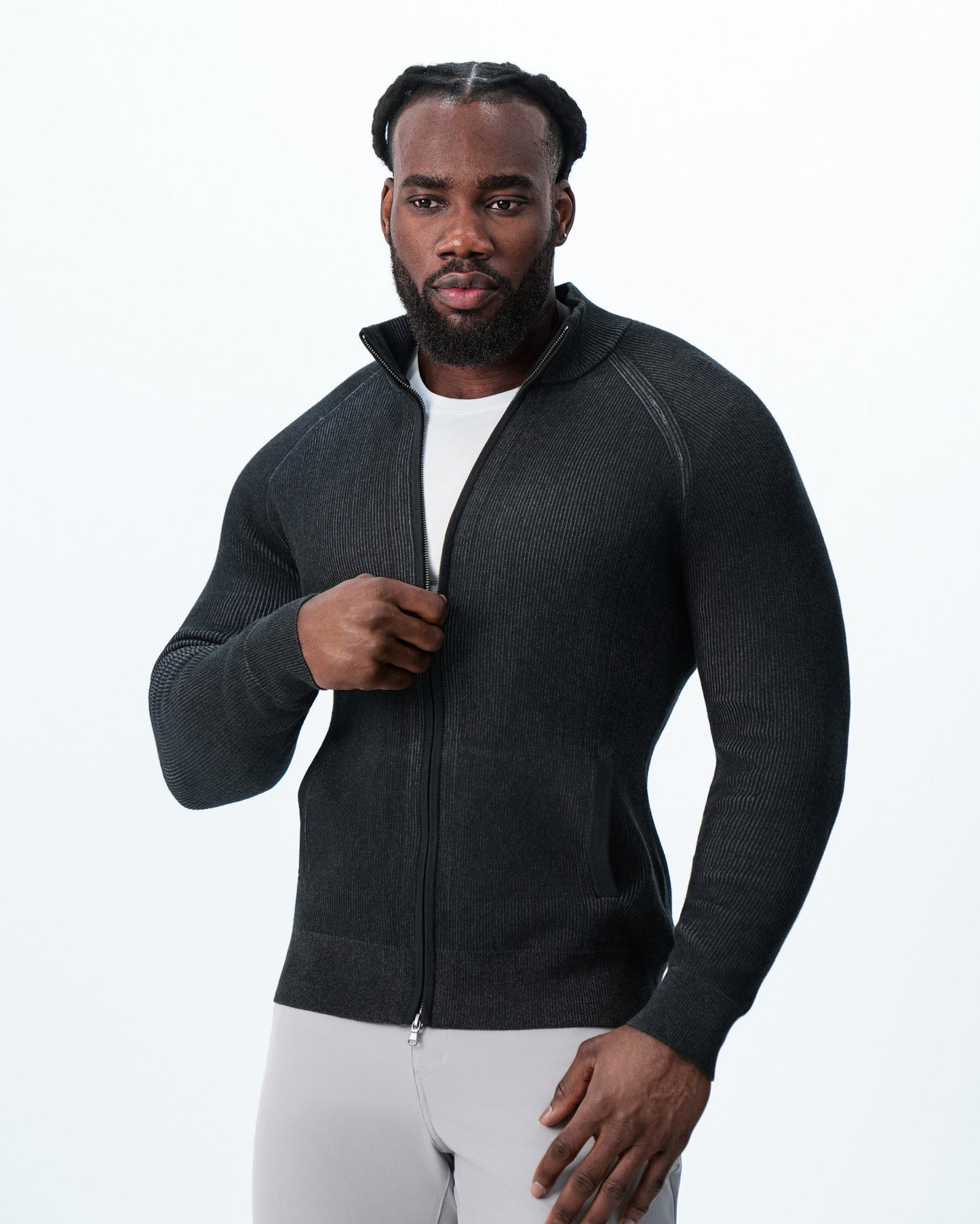Mid-Weight Sweater Bomber - Black