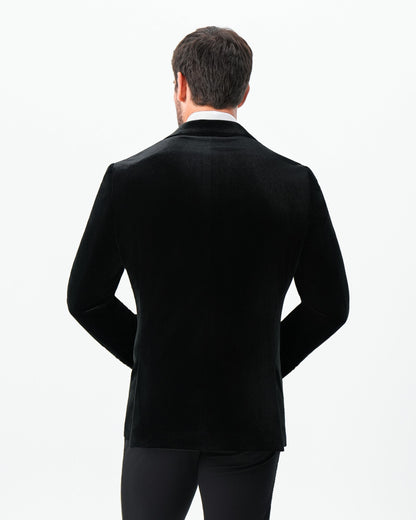 Tuxedo Jacket - Black Velvet with Peak Lapel