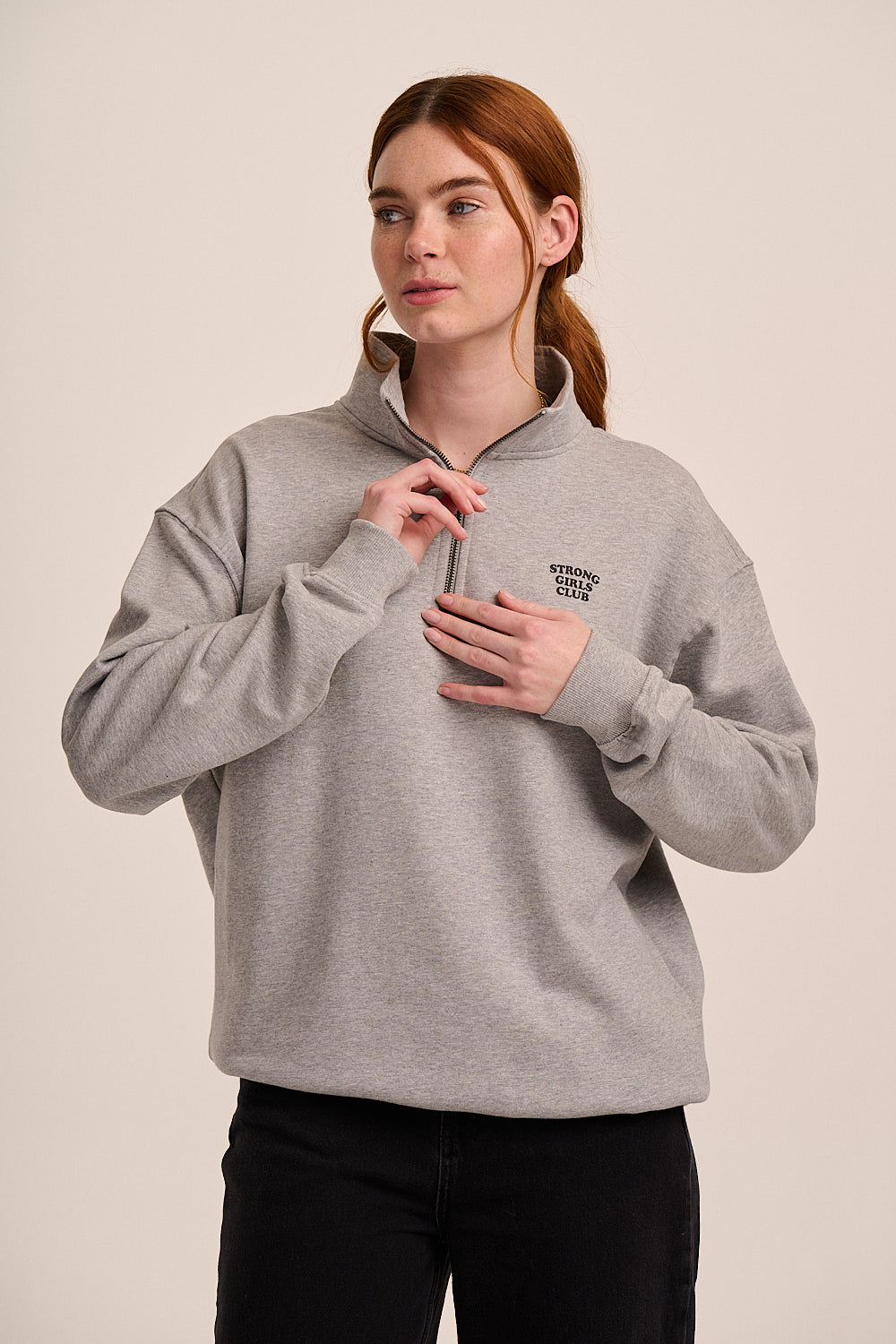 Strong Girls Club Quarter Zip - Grey