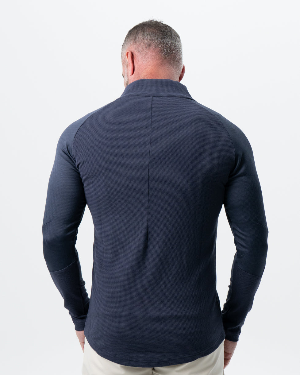 Waffle Knit Quarter Zip - Navy