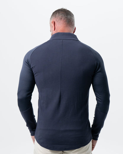 Waffle Knit Quarter Zip - Navy