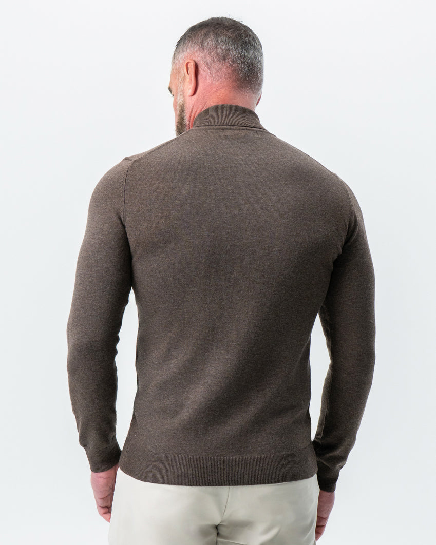 Mid-Weight Wool Turtleneck - Brown
