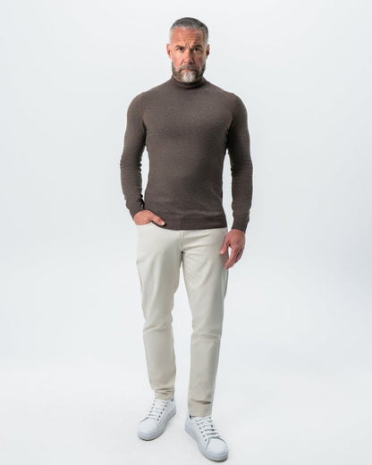 Mid-Weight Wool Turtleneck - Brown