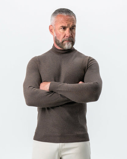 Mid-Weight Wool Turtleneck - Brown